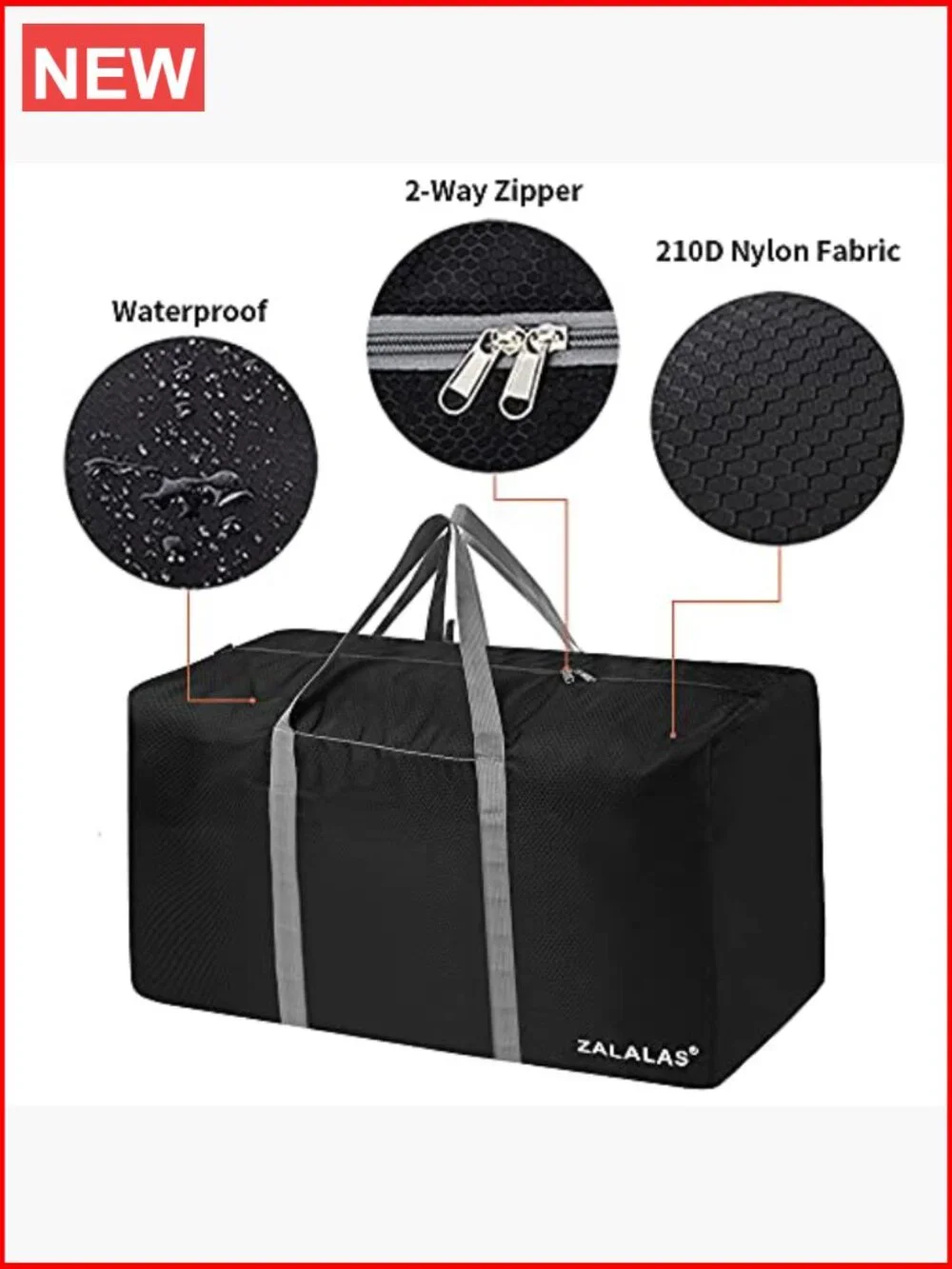 96L Extra Large Lightweight Waterproof Travel Duffle Bag, Nylon